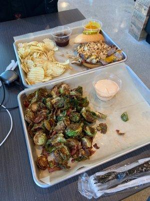 The bacon and Brussels sprouts and the brisket burger!