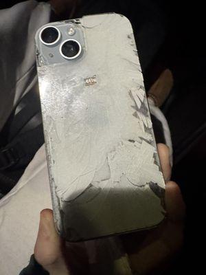 iPhone 15 destroyed after Apple was supposed to fix it and barely put it back on.