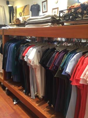 Many styles of shirts, cotton basics.