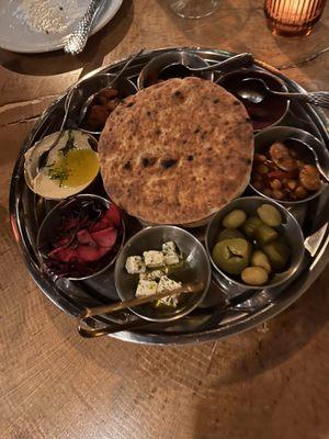 Mediterranean Sampler platter that comes with an entree.