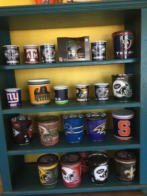 Wall of sports tins!