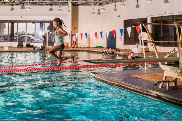 whee! diving board jump at the end of lessons.