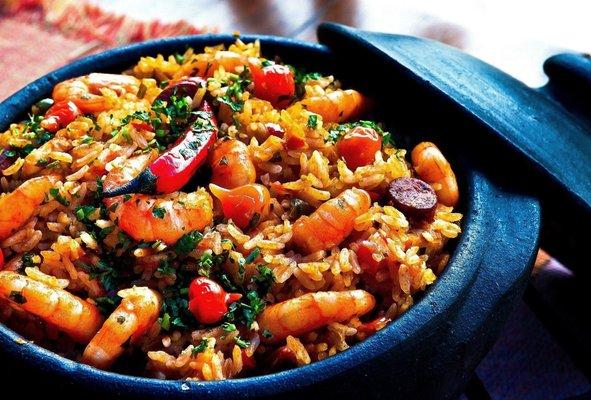 Shrimp fried rice with spices.