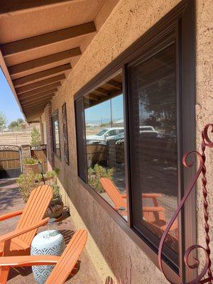 FINISHED WINDOW JOB: Sometimes white gets boring, so why not black? There are black frame windows, we also offer a vary of other colors!