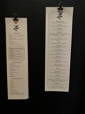 Drinks menu