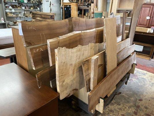 Slabs of lumber