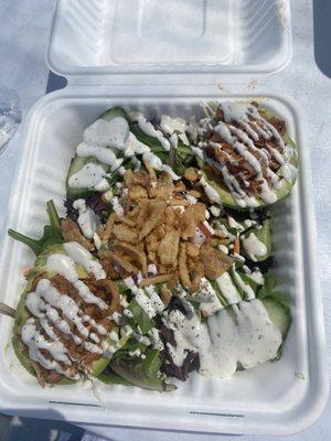 BBQ Jackfruit Stuffed Avocado Salad