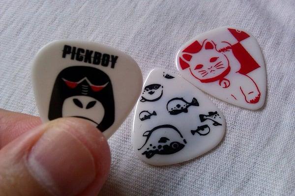 Pickboy designer guitar pcks from Japan! At 75 cents each, probably better to collect that use them huh? Photo by Eric Alcantara