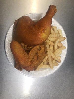 Fried half chicken W.French Fries