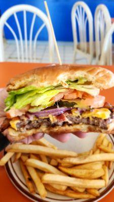 Bacon cheese burger.