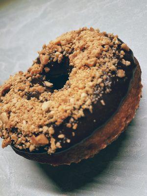 Peanut Butter Donut, Chocolate Caramel & Peanut Butter Glaze, Toasted Peanuts