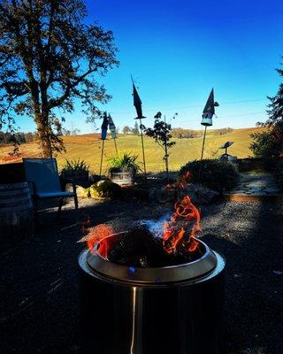 Fire pit wine tasting