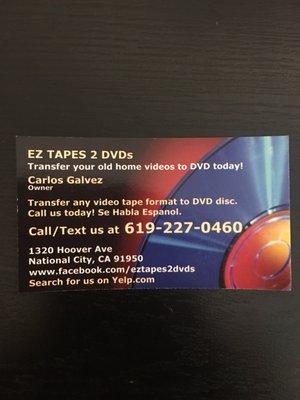 Call Carlos to transfer your tapes to dvd