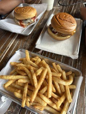 Don burger and Italian burger and fries