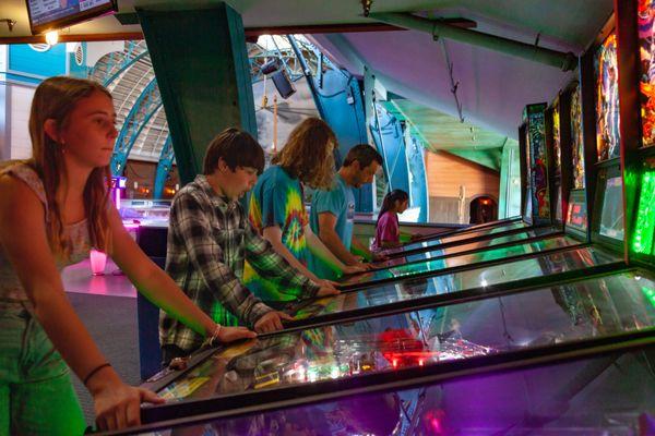 Pinball games Beer, tvs, and good times at the Captain's Game Deck inside Neptune's Kingdom at the Santa Cruz Beach Boardwalk