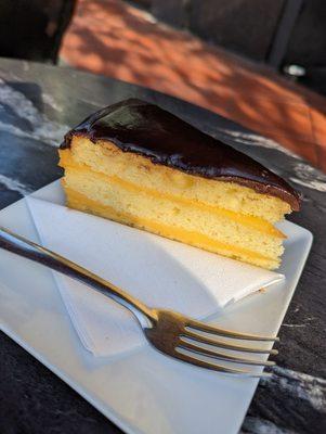 Slice of Boston creme pie