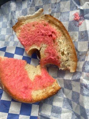 Cinnamon Sugar Bagel with Strawberry Cream Cheese