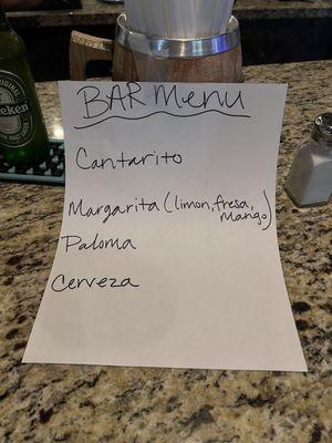 Open bar drink options