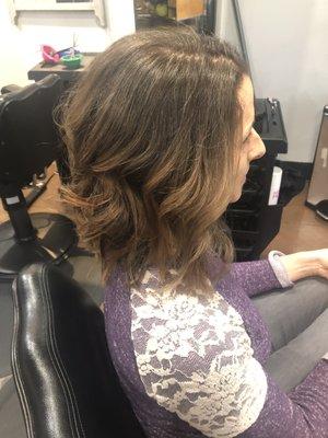 Long bob with chocolate balayage