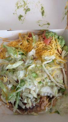 This is the first crunchtada, actually does look like a tostada. It would be great if the guacamole and cheese was actually on it, though.