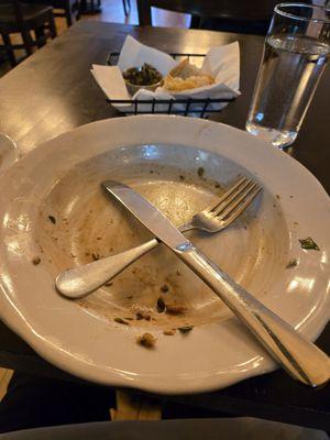 My empty plate. I ate it all! Perfect portion! Thank u so much!!