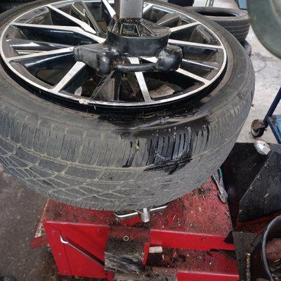 My destroyed tire & damaged rim