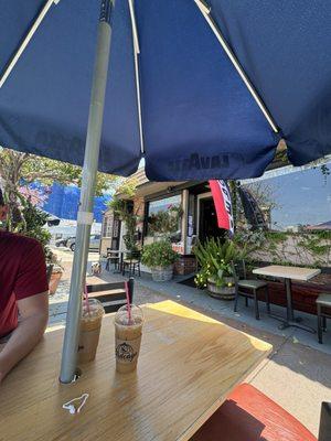 Delicious iced coffees and adorable patio.