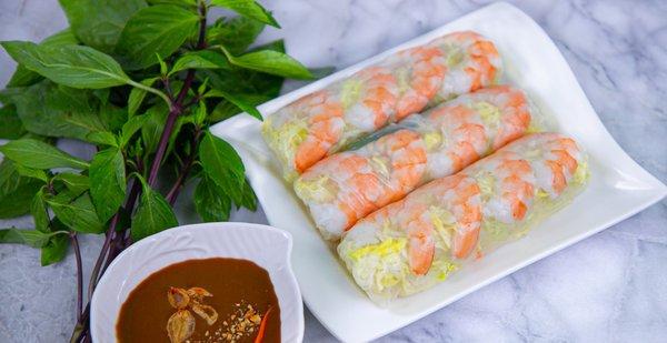 A4 - Shrimp Spring Rolls served with Peanut Sauce dipping sauce