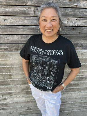 August 2023 venice art crawl Canal edition limited edition T Shirt on vac president Sunny Bak.