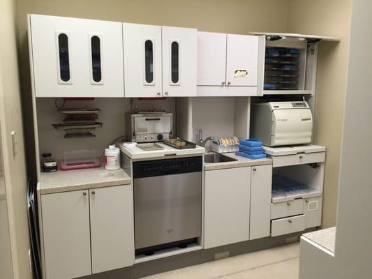 The new sterilization room. Glad to know my tools in my mouth are cleaned!