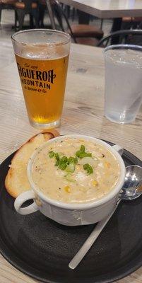 Soup of the day.. clam chowder with corn