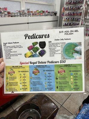 Pedicure menu (side 2)