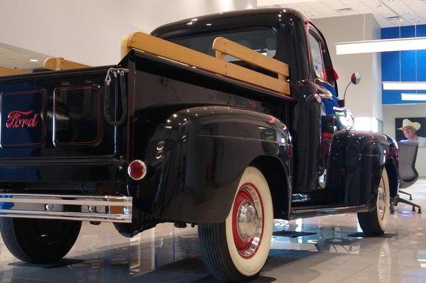 Vintage 1951 Ford pickup truck in Earnhardt Ford showroom