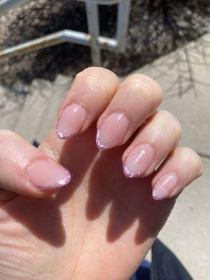 Almond Nails with Glitter Outline