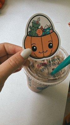 Cute stickers & they write cute sayings on top of every cup!