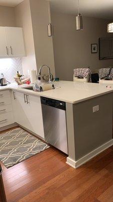 Counter lowered and new quartz counter install-whole new kitchen