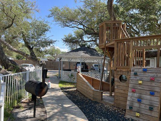 Playground, bbq and gazebo