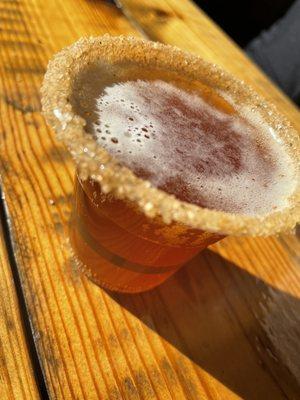 Pumpkin Beer, honey/sugar rim