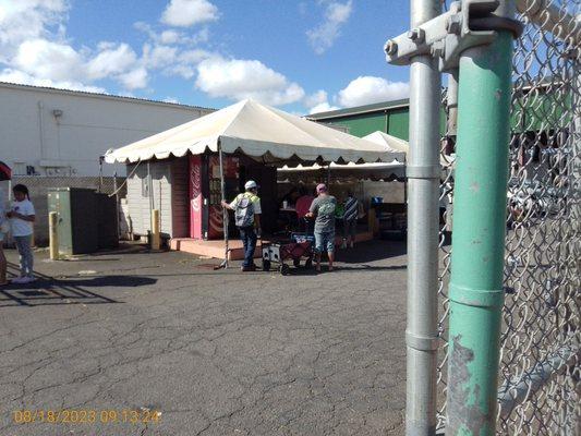 Check-in tent.