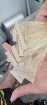 My tape in hair extensions with new tabs