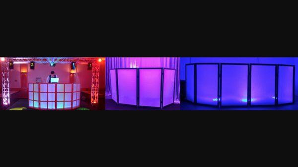 White DJ facade with Par64 led lights