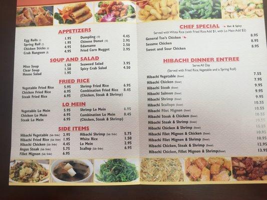 Hibachi Express menu