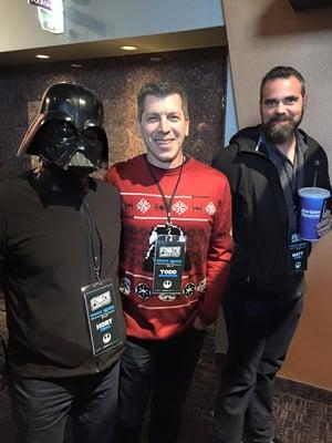 Todd & Matt with Dart Vader at our Client Appreciation viewing of Star Wars The Force Awakens!