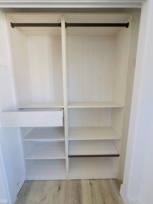 High end closet all with backing