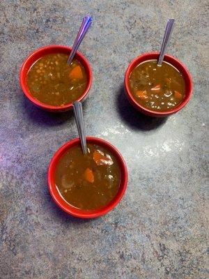 The lentil bean soup is delicious