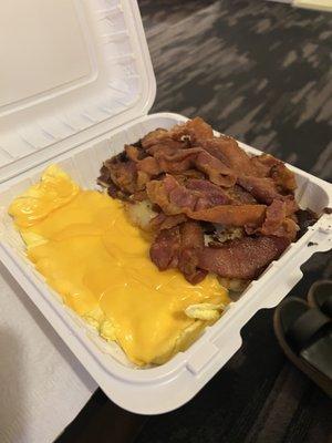 Bacon egg and cheese platter