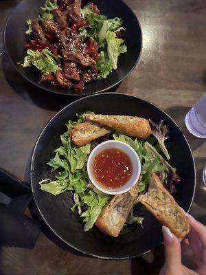 Steak bites & Boudin Egg Rolls