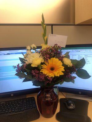 Flower delivery bouquet.