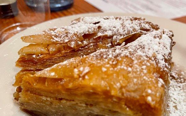 Baklava ($10) filo, crushed almond, walnuts, honey