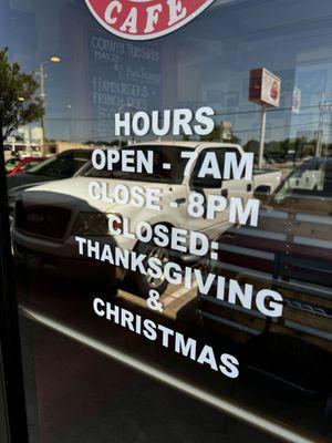 hours and signage